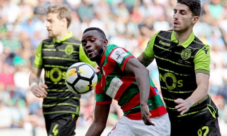 Joel Tagueu, pictured in action for Portuguese side Maritimo last year, was withdrawn from Cameroon’s squad before they play their first Afcon match on Tuesday.