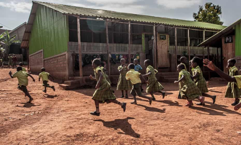 A Bridge International Academies, including this school in Uganda, receives funding from Bill Gates and Mark Zuckerberg.