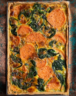‘It’s good cold too’: sweet potato and spinach tart.