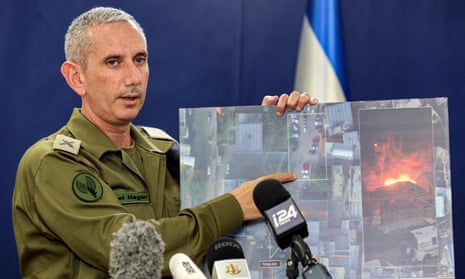 Israeli army spokesperson Daniel Hagari speaks to the press.