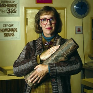 Excellent cardigan wearing: Catherine Coulson, AKA the Log Lady.