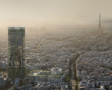 Illustration of the renovated tower in the Paris skyline.