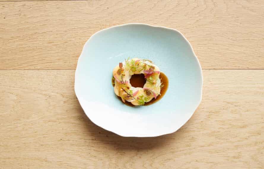 The Barn at Moor Hall’s brown butter poached celeriac and pickled apple.