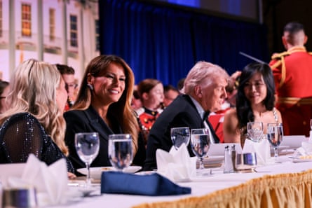 President Donald Trump, first lady Melania Trump, White House Press Secretary Karoline Leavitt and CBS News senior White House correspondent Weijia Jiang at the annual event before shots rang out.
