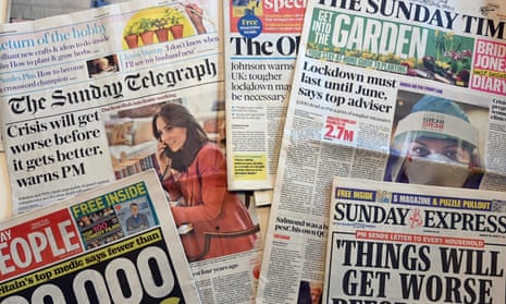British Sunday newspapers from 29 March 29 2020.