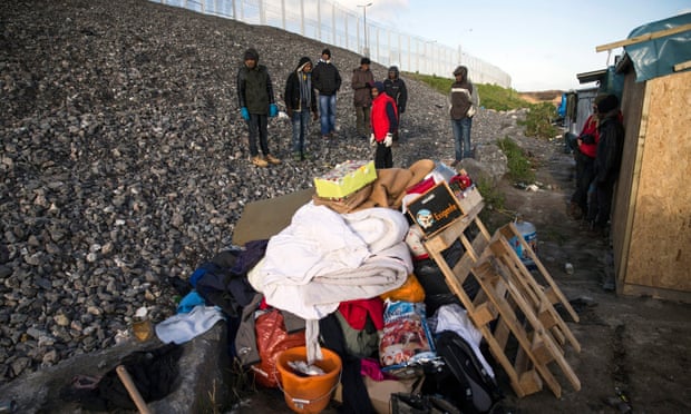 Eritrean migrants in the ‘Jungle’ refugee camp in Calais, France.