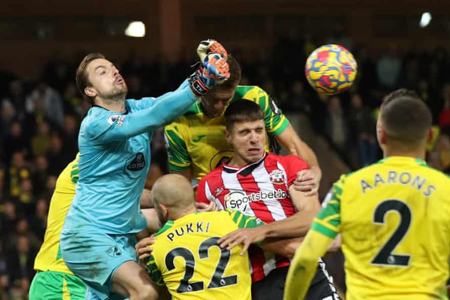 Norwich City’s goalkeeper Tim Krul in action against Southampton. Norwich won 2-1.