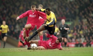 Gerrard and Vieira go at it. Poor Markus Babbel.