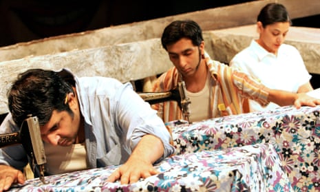 Makeshift family … Rehan Sheikh as Ishvar, Amit Sharma as Omprakash and Sudha Bhuchar as Dina in Tamasha Theatre’s 2006 adaptation of A Fine Balance.
