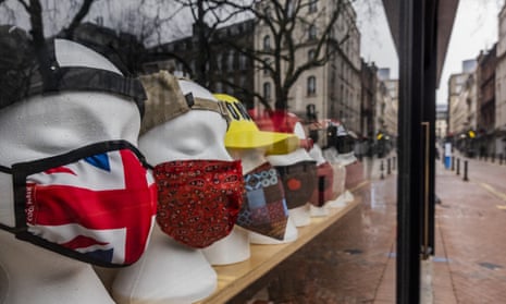 Face masks for sale on an empty London street during the third lockdown in March.