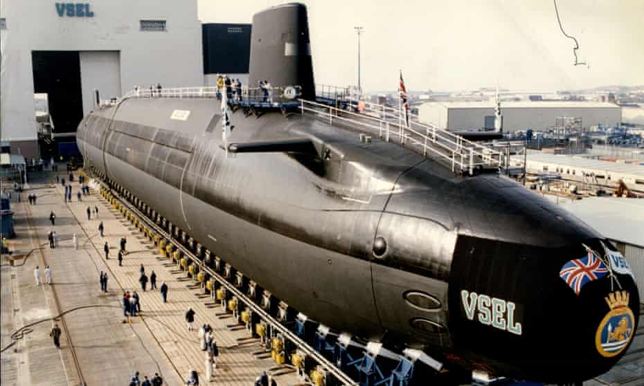 HMS Vanguard is unveiled in Barrow In Furness, Cumbria where it was built by Vickers.