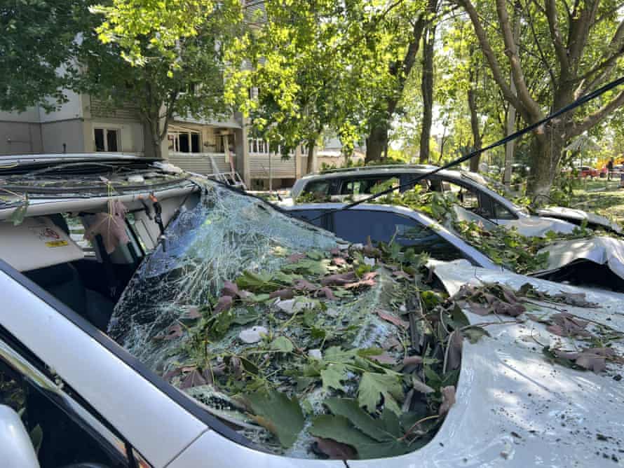 Russia-Ukraine war: two children among 18 dead after missile strike on Odesa; Zelenskiy hails ‘significant’ Snake Island victory – live 5 A damaged car in Odesa.