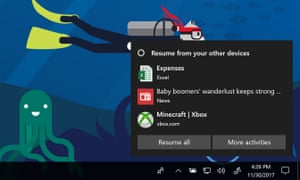 Cortana will pop up suggestions for resuming apps from other devices