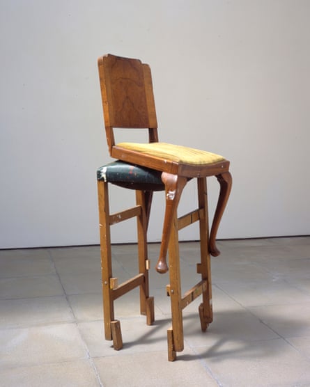 Three Legged Chair on Stool by Angela de la Cruz.