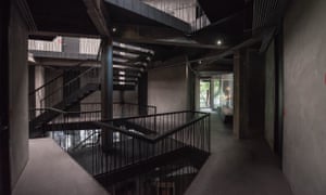 Interior of the industrial-chic Thrive The Hostel, Bangkok