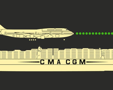Illustration of a plane and ship