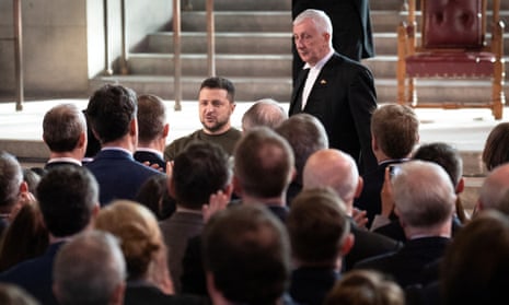President Volodymyr Zelenskiy meets parliamentarians after addressing both Houses of Parliament.