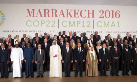 World leaders pose for a family photo at the UN World Climate Change conference in Marrakech.