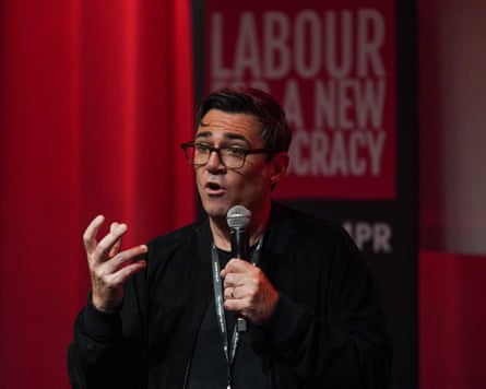 Andy Burnham speaks at a party conference fringe event