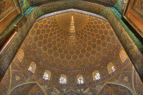 Inside the Sheik Loftallah mosque, in Isfahan, Iran. It is a Unesco world heritage site.