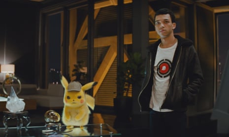 Entertainingly odd ... Ryan Reynolds voices Pikachu and Justice Smith as Tim in Pokémon Detective Pikachu. 
