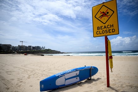 A ‘beach closed’ sign at Maroubra beach
