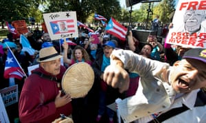 Protesters call for the release of Oscar Lopez Rivera in October outside of the White House.