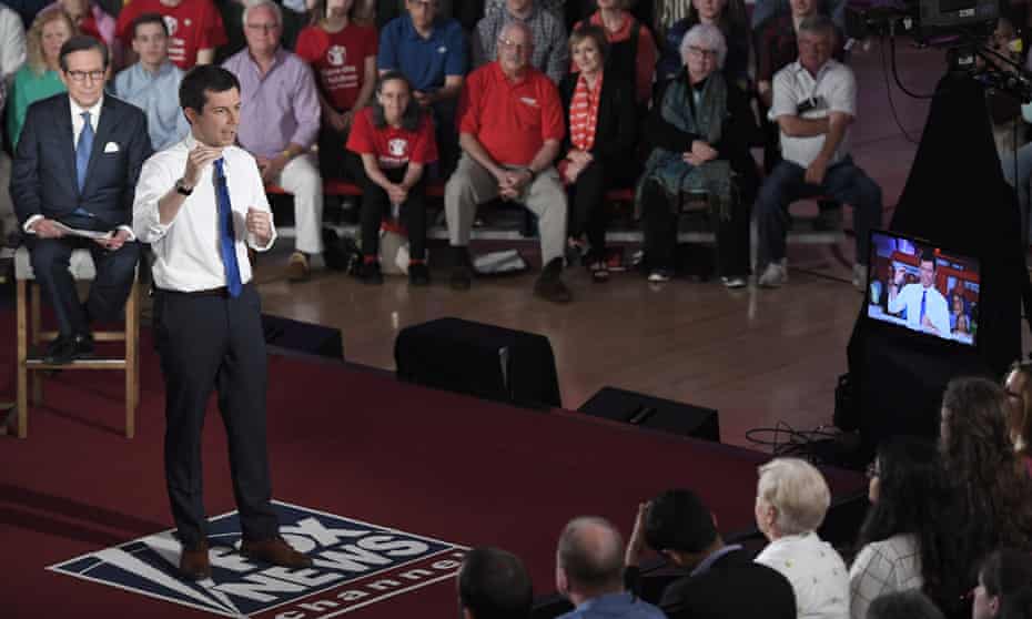 Pete Buttigieg speaks during a Fox News town hall moderated by Chris Wallace on Sunday.