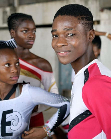 Close-up of members of the Lagos Cheer Nigeria cheerleading team