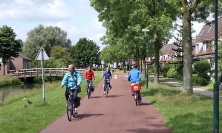 A cycle route in Houten, near Utrecht.