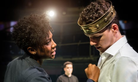 Jade Anouka as the queen and Max Runham as Henry VI in Queen Margaret by Jeanie O’Hare at the Royal Exchange, Manchester.