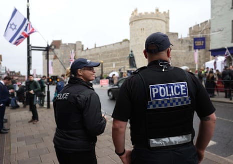 Police on patrol in Windsor, where King Charles is waiting for Donald Trump to arrive.