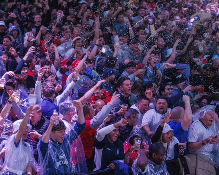 ‘Drenched by beer’: England fans go wild for the World Cup pint-toss celebration