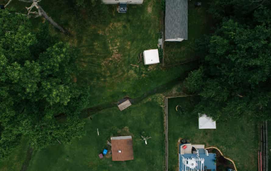 Suffolk, VA -- Drainage runs across properties throughout the historic African American Pughsville neighborhood. The area, which is near the Great Dismal Swamp, does not have modern drainage apparatuses and is known to flood.