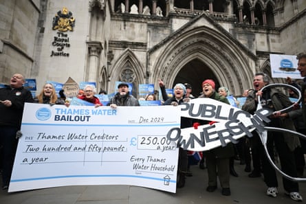 Protesters demonstrate outside the Royal Courts of Justice