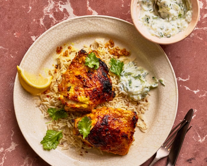 Thomasina Miers’ recipes for turmeric chicken and cardamom apple tart