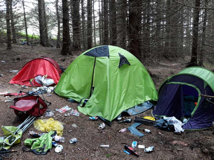 Rubbish left by campers in Kielder, Northumberland, in July 2020.