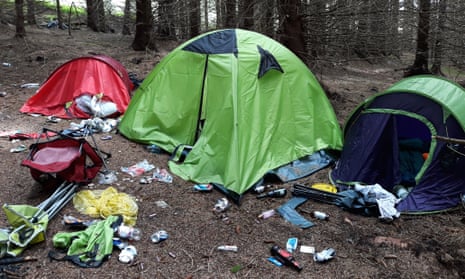 Camper’s rubbish left at Kielder camp. Kielder, Hexham.