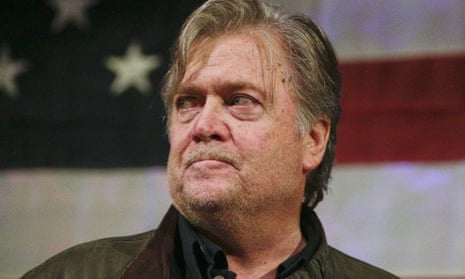 Former presidential strategist Steve Bannon speaks at a rally for US Senate hopeful Roy Moore, in Fairhope, Alabama on 25 September. Bannon’s war on the Republican Senate establishment will not extend to the House, he reportedly promised NRCC chair Stivers.