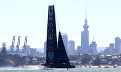 Ineos Team UK, led by Ben Ainslie, race in the World Series event in Auckland.
