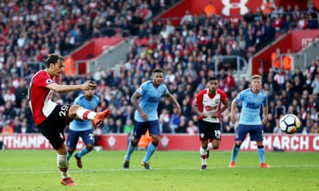 Manolo Gabbiadini scores his side’s second equaliser from the penalty spot.