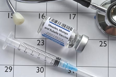 A vial of the MMR vaccine.