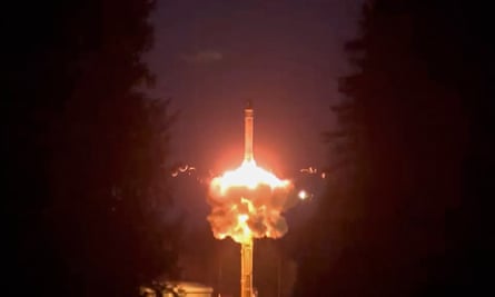 The launch of the Yars intercontinental ballistic missile during Russia’s simulated nuclear strike drill.