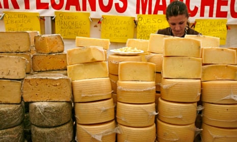 Manchego cheese for sale in Spain.