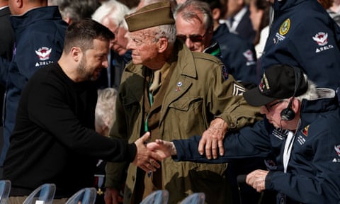 Volodymyr Zelenskiy meets veterans at the international ceremony marking the 80th anniversary of the 1944 D-day landings eiqrtiqxqirdinv