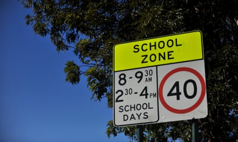 A school zone sign