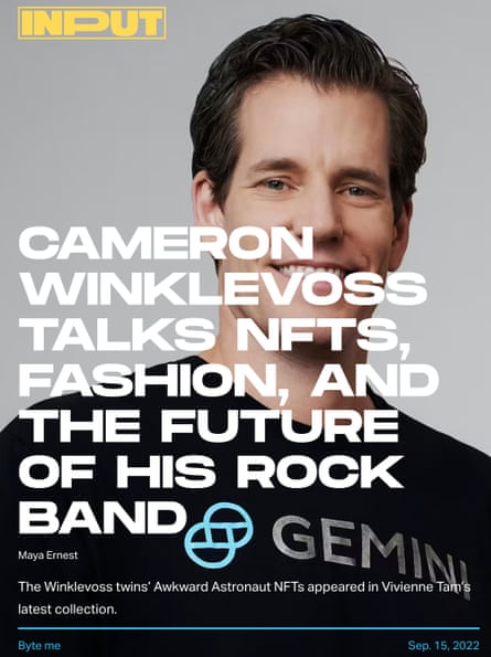 gambar gaya majalah winklevoss di bawah logo 'input'