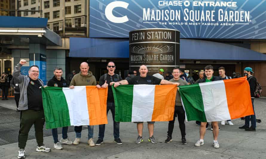 Irish boxing fans show their support for Katie Taylor outside Madison Square Garden.