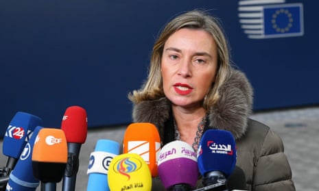 Federica Mogherini speaks to the press prior an EU foreign affairs ministers meeting in Brussels