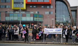 People protest outside Alder Hey hospital where Alfie Evans is being treated.